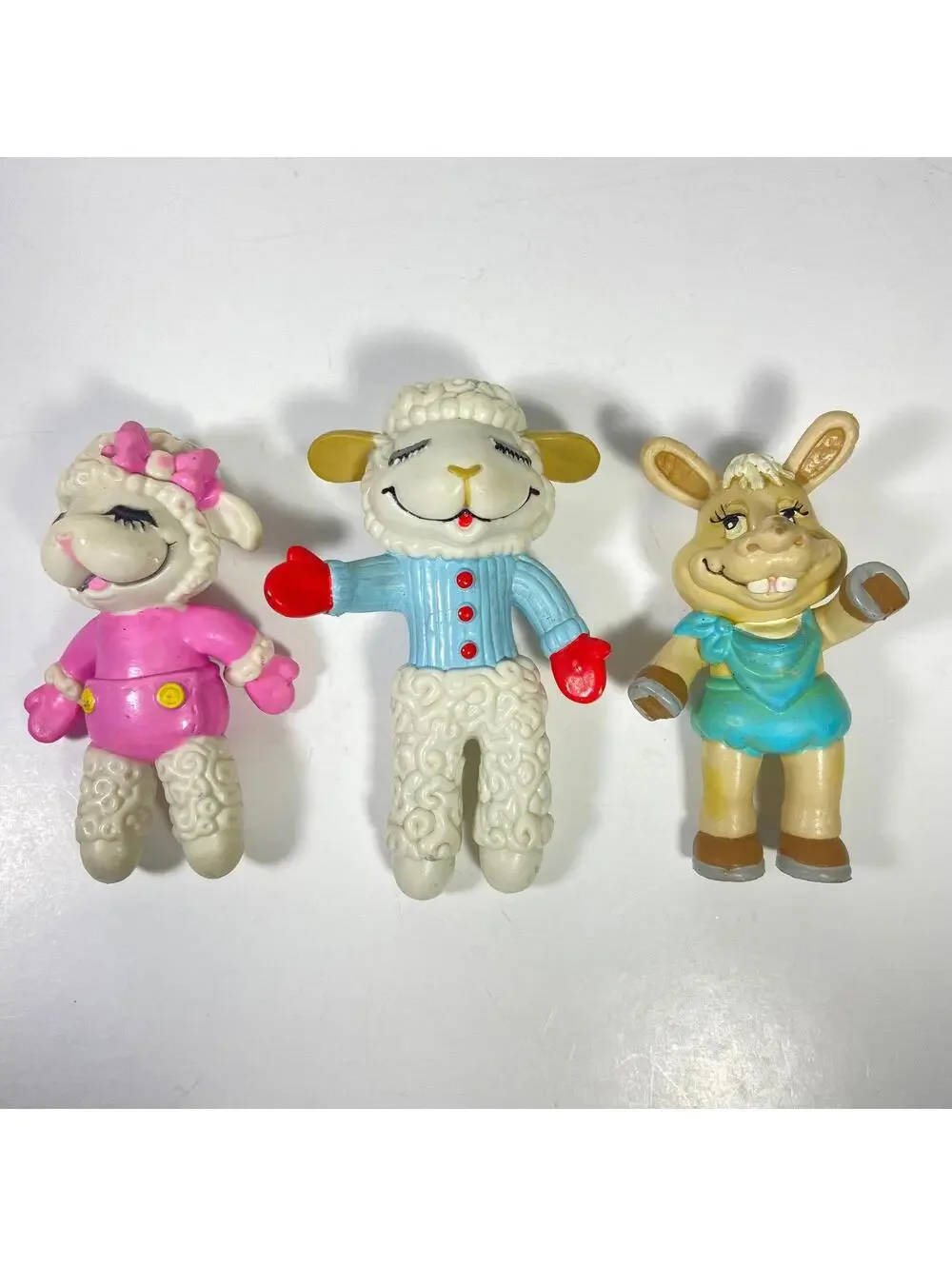 3-3.5” 1993 Just Toys Inc. Shari Lewis Lamb Chop Bendable Figure Lot Of 3